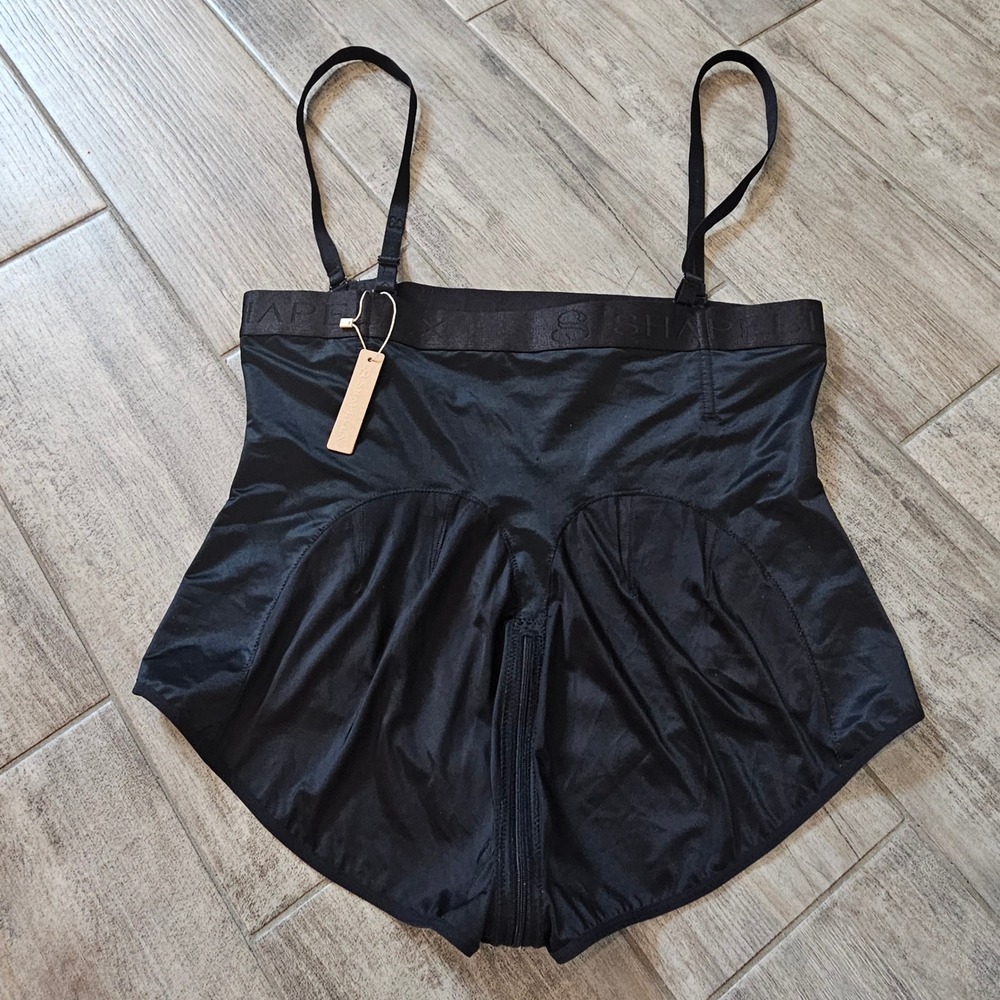 Shapellx SilkSculpt Zipper High-Waisted Brief Bodysuit 4XL Black Tummy Control - Picture 12 of 14